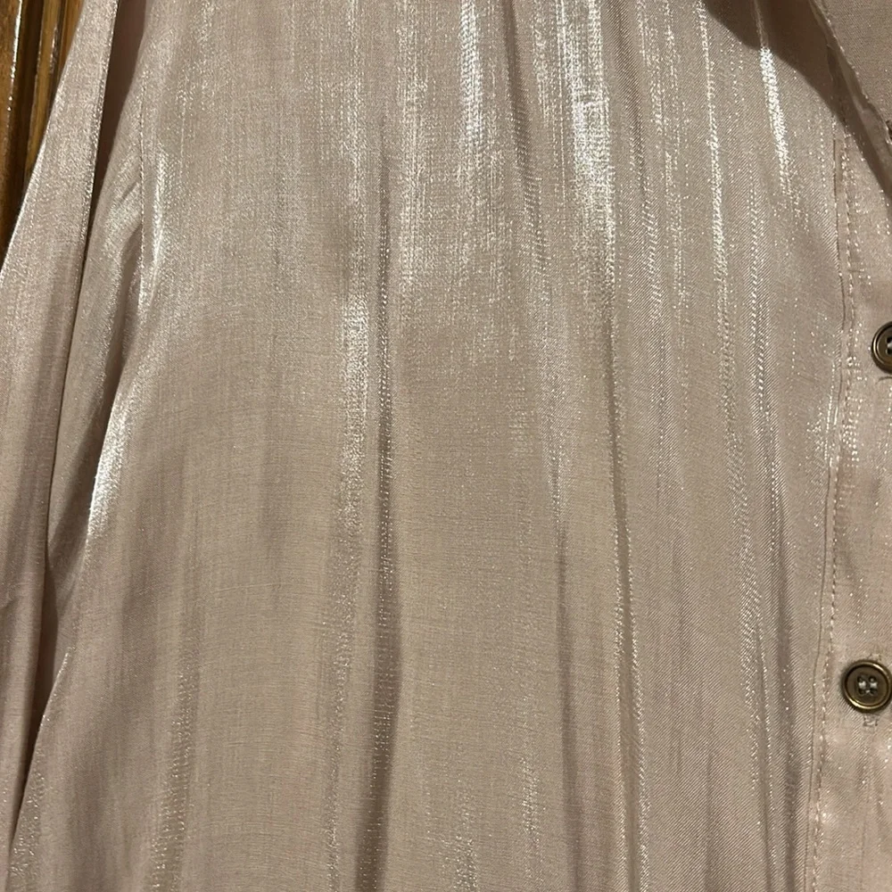 Entro Women’s Button Down Gold Shirt Shimmer Holiday Blouse size Medium - Picture 8 of 10